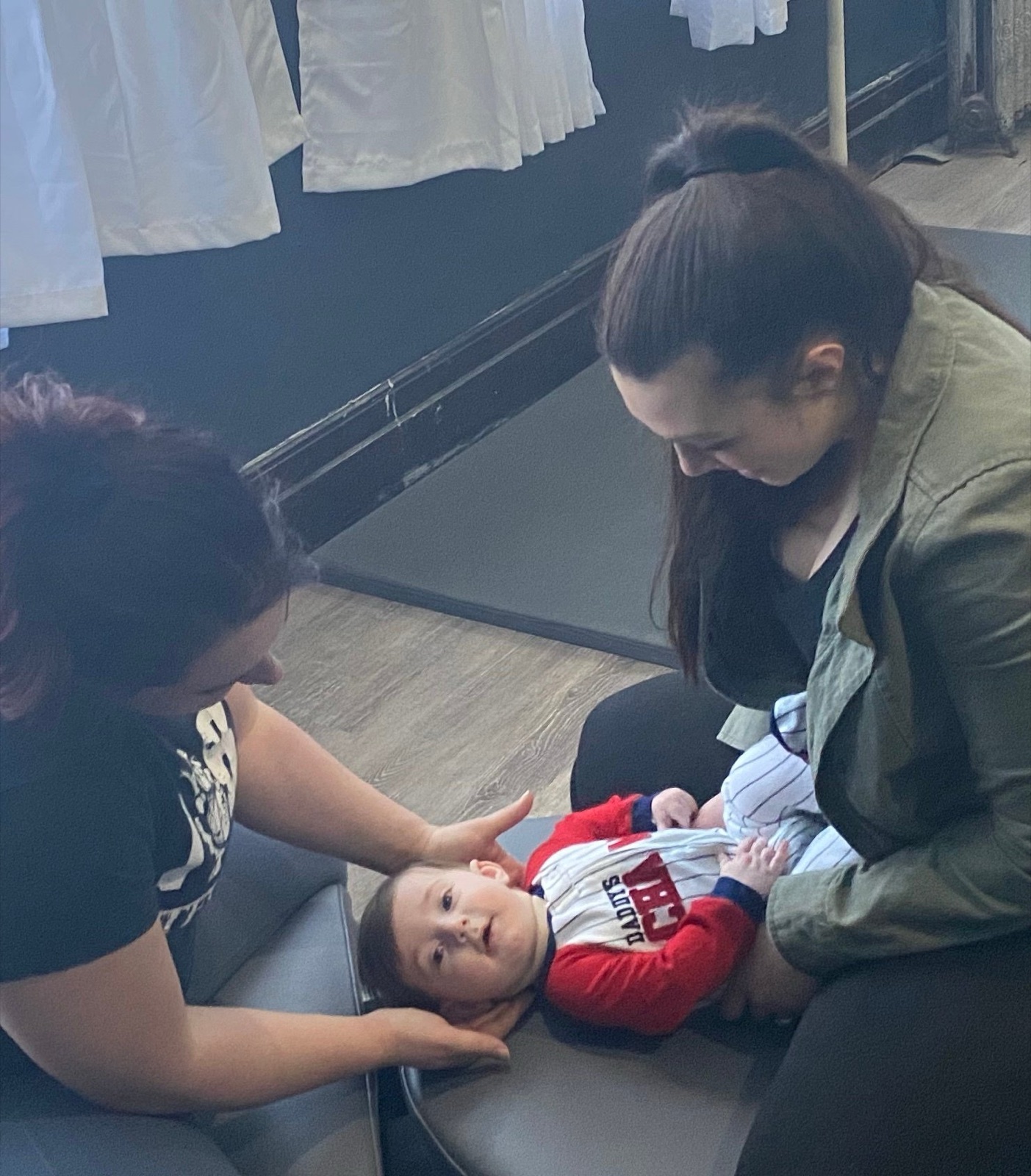 Dr. Britt providing gentle pediatric chiropractic care at Twin Tiers